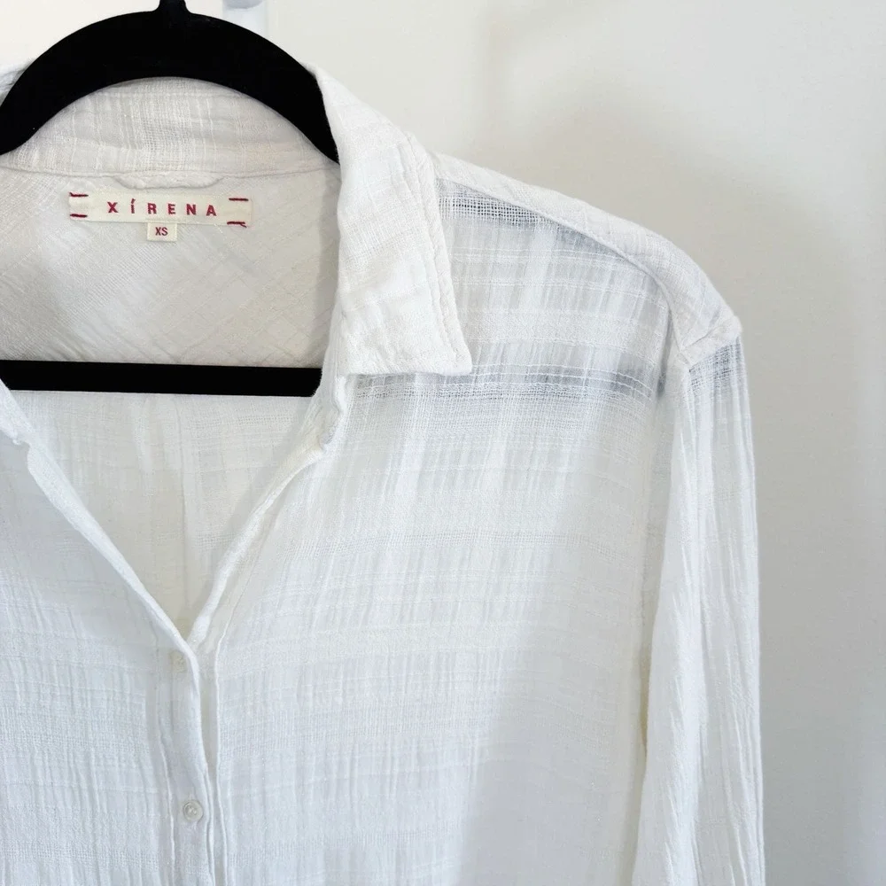 Xirena $209 Button Up Top Size XS Gauze Cotton Minimalist Quiet Luxury